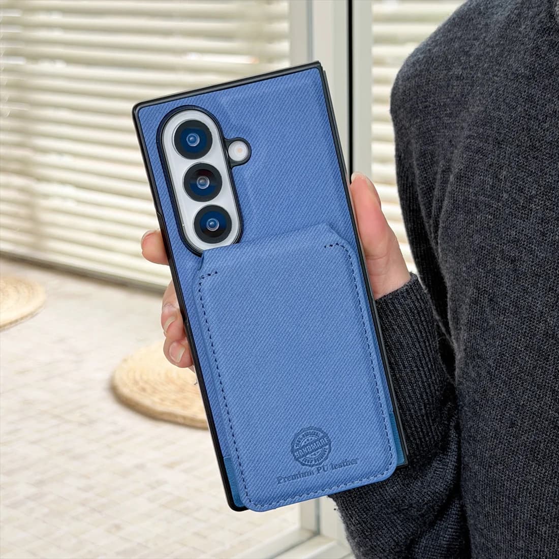 Solt phone case with 2 in 1 magnetic leather wallet cards for Samsung Galaxy Fold 7 6 5 4 3 Protective case for wireless charging support