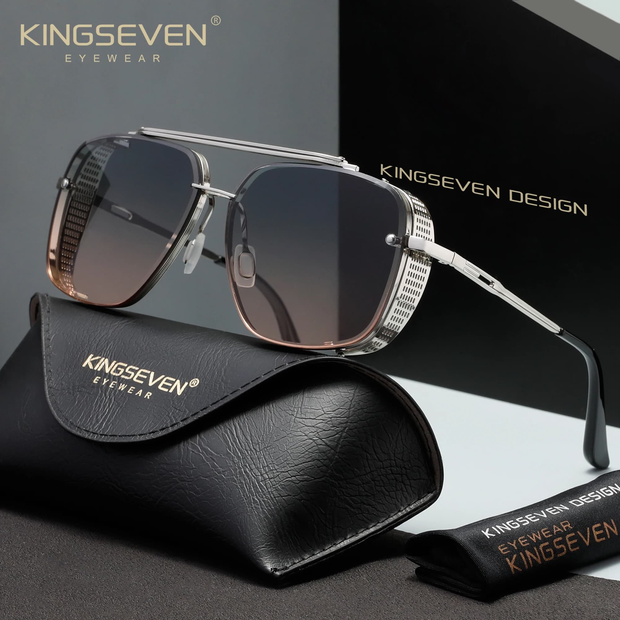 KINGSEVEN Luxury Sunglasses Driving Polarized Anti-glare UV400 Fashion Glasses Gradient Lens Men Women Eyewear Rectangle Frames