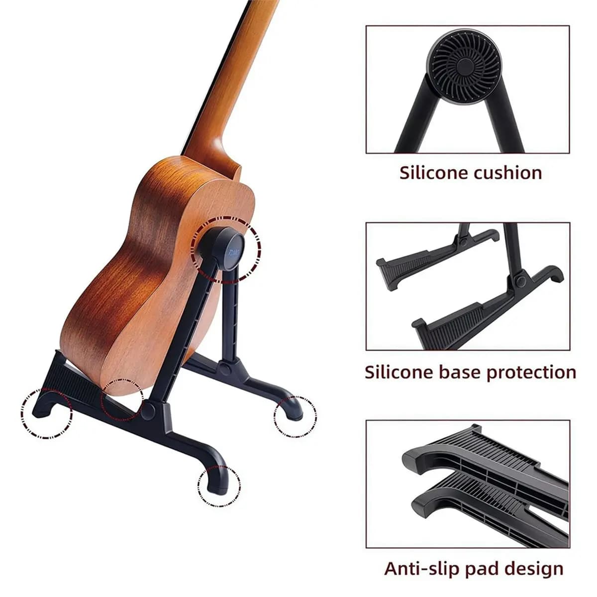 (AD12) Guitar Classic A-Frame Tripod Adjustable Guitar Stand for Acoustic Electric Guitars and Ukuleles Folding Floor Stand