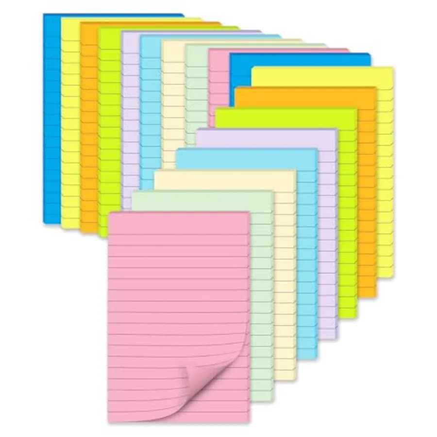 18 Pads Lined Sticky Notes 4x6 in Post, Large Notepads with Lines, Self- Stick Note Pad it, Strong Adhesive, Post on Windows, D
