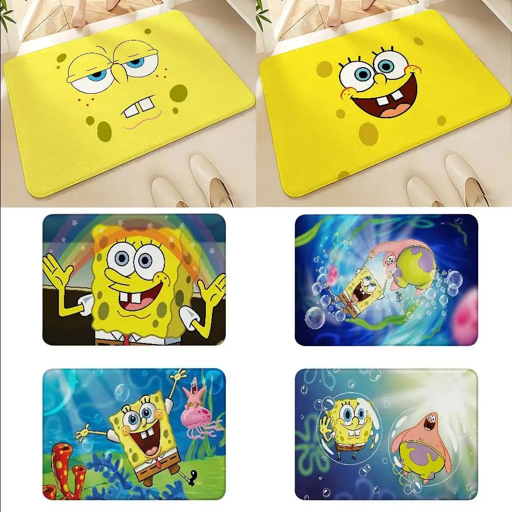 Cute S-Sponge-Bobs Floor Mats Home Laundry Rug Carpet For Living Room Decor Lounge Area Anti-slip Foot Mat Entrance Doormat