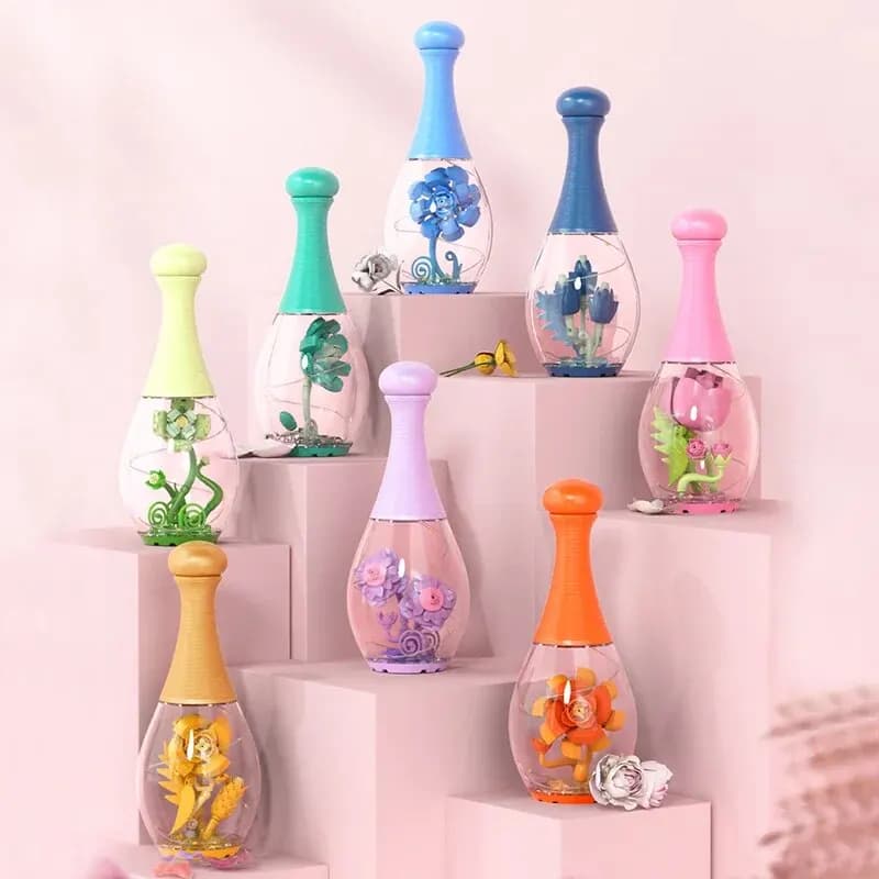 Fiore creativo In una bottiglia Building Block Set Eternal Flower Educational Assembly Model Bricks con Light Kids Toys Gifts