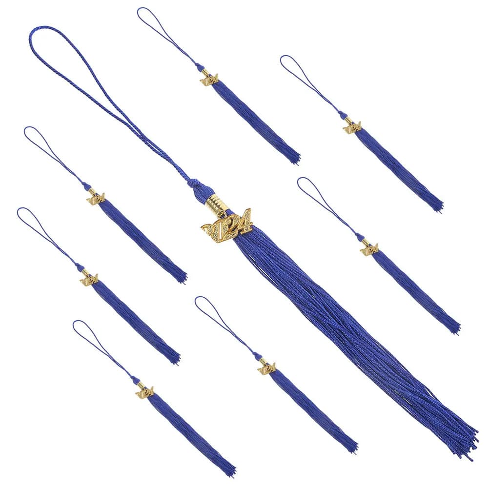 8 Pezzi Accessori per Cappello da Laurea 2024, Nappe Decorative Blu per Cappello, Forniture per Studenti, Foto e Ricordi, Eleganti