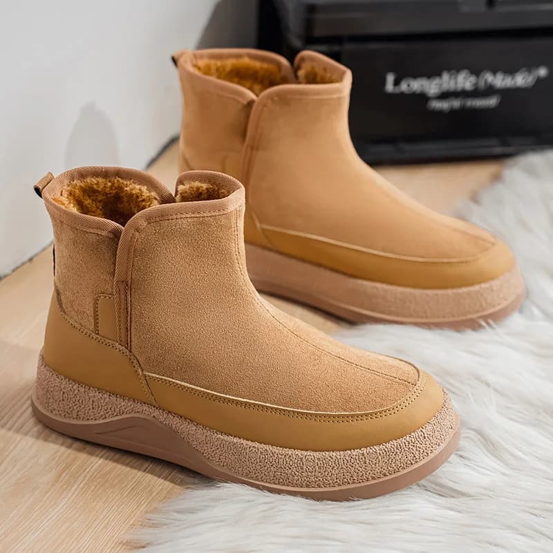 Nuovi stivali invernali antiscivolo da lavoro alti da esterno caldi scarpe casual in peluche per uomo stivaletti da neve caldi in pelle PU impermeabili