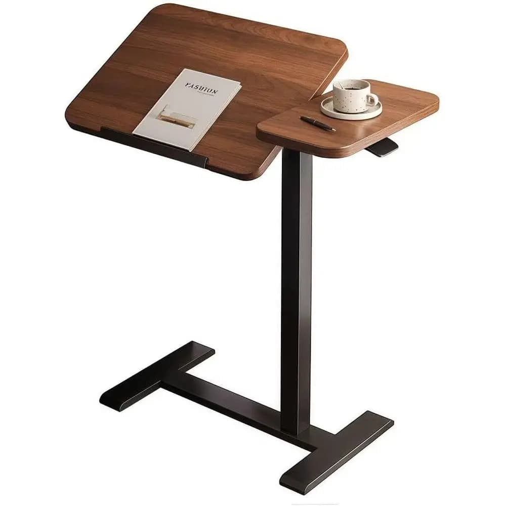 Supporto per Laptop Regolabile in Altezza con Tavolino Pieghevole, Tavolo Portatile per Letto o Divano, Uso Domestico (Noce)