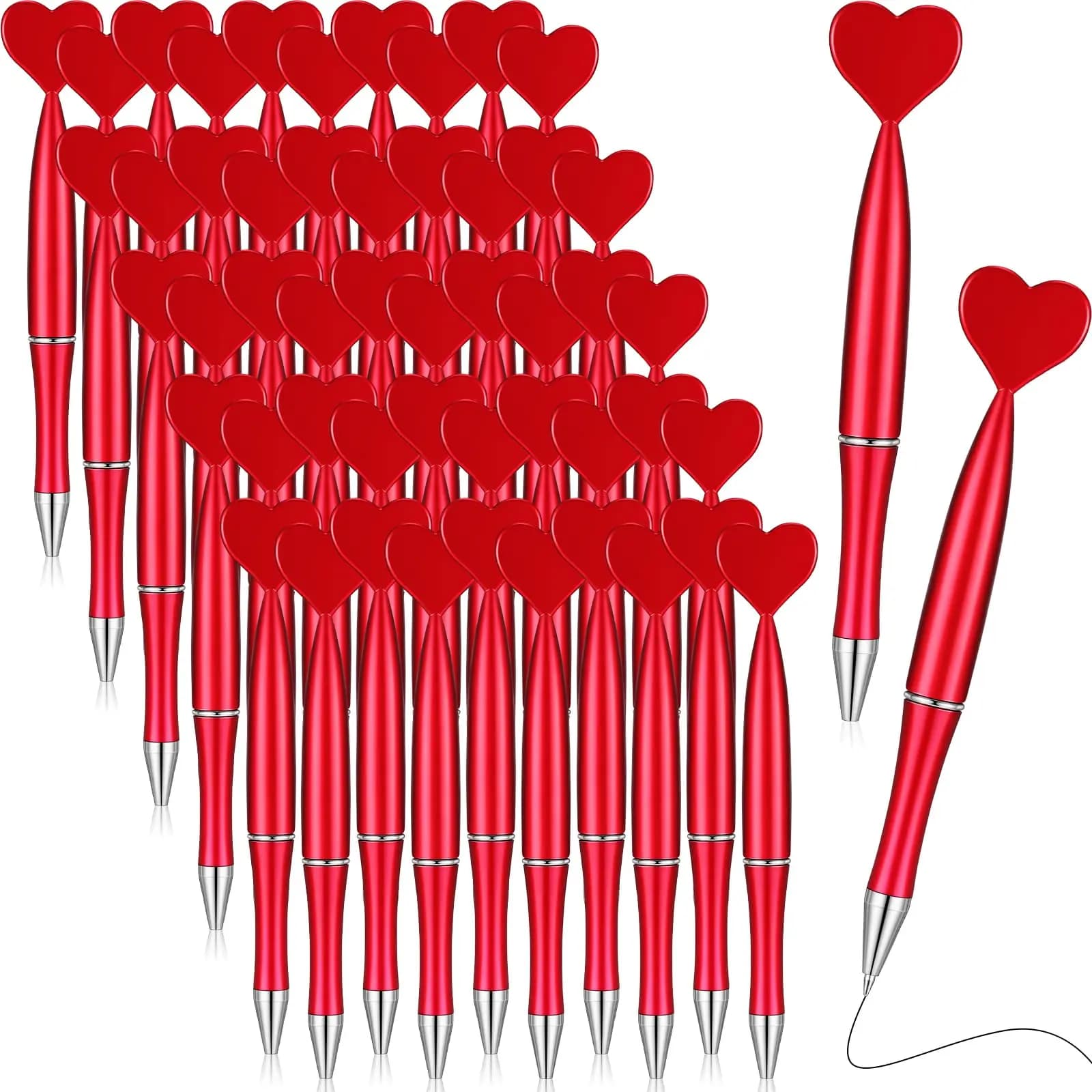 50 pezzi Penne a forma di cuore per San Valentino Penne roller con inchiostro gel nero per materiale scolastico per ufficio Penne a sfera per bambini regalo