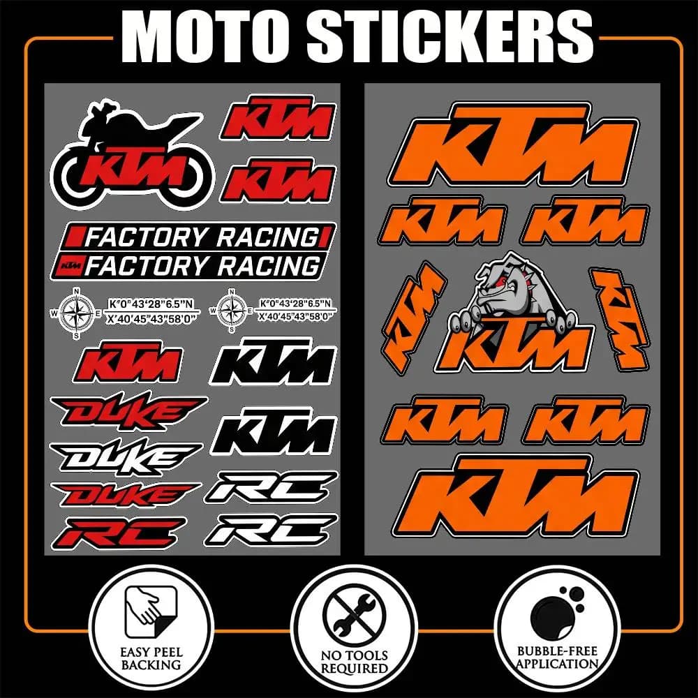 Adesivi Riflettenti Impermeabili Universali Multiuso KTM per Auto, Moto, Casco, Tazza, Frigorifero - Decorazione e Copertura Graffi