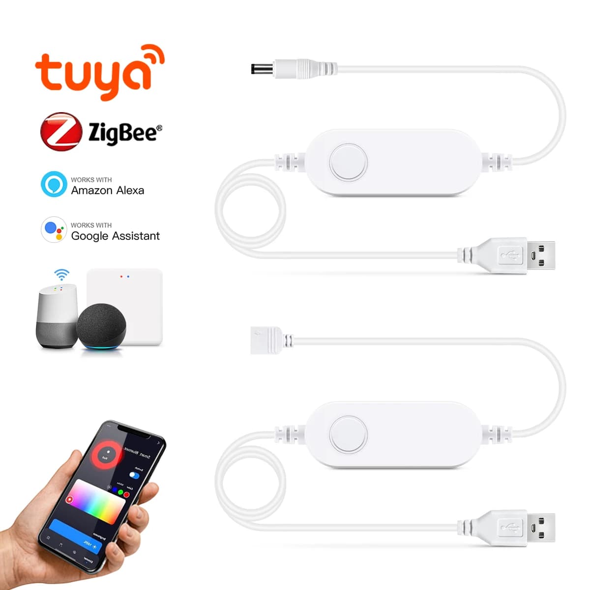 USB 5V Zigbee 3.0 WiFi LED CCT RGB Controller Dimmer Interruttore Funziona con Smart Tuya Gateway Bridge SmartThing Alexa Google Home