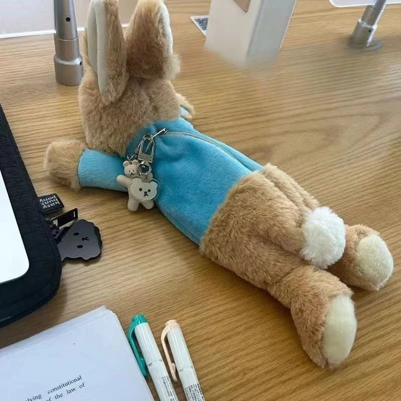 Astuccio a forma di coniglio in peluche, carino, per studenti, articoli di cancelleria, borsa portaoggetti per cosmetici