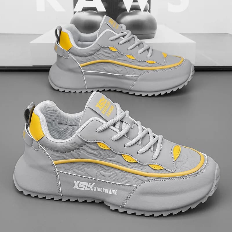 Sneakers Chunky Color Block da Uomo, Scarpe da Corsa alla Moda Casual Traspiranti in Pelle e Mesh con Suola Spessa Rialzata, Scarpe Designer