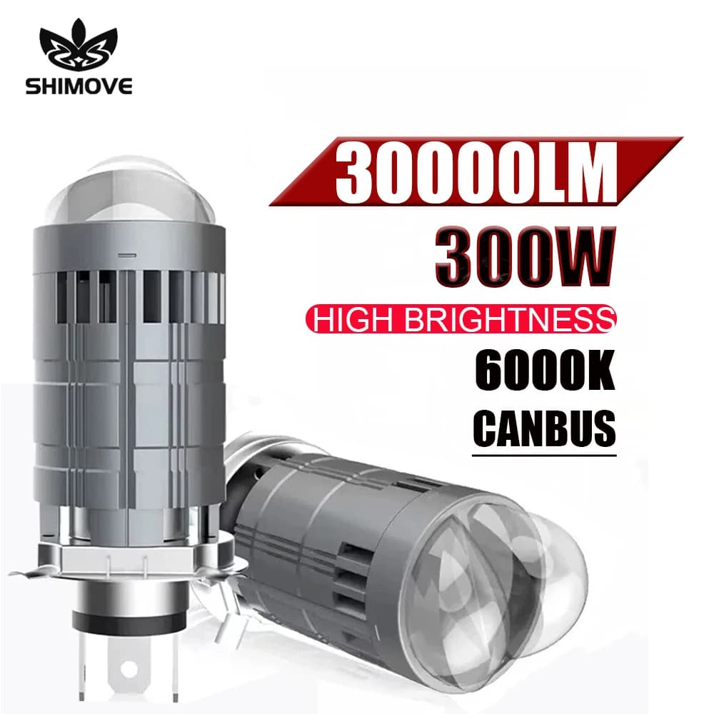 H4 LED Projector Mini Lens Car Headlight Canbus 30000LM 6000K High Low Beam moto lampadina Plug and Play Dual Lens Lamp12V