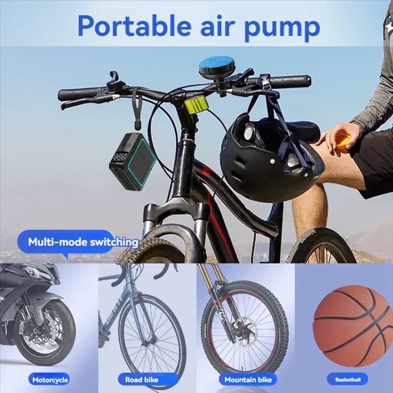YHOLI-Mini Pompa d'aria per bici elettrica 150PSI Potente display della pressione del compressore d'aria Gonfiatore per pneumatici per bici da moto