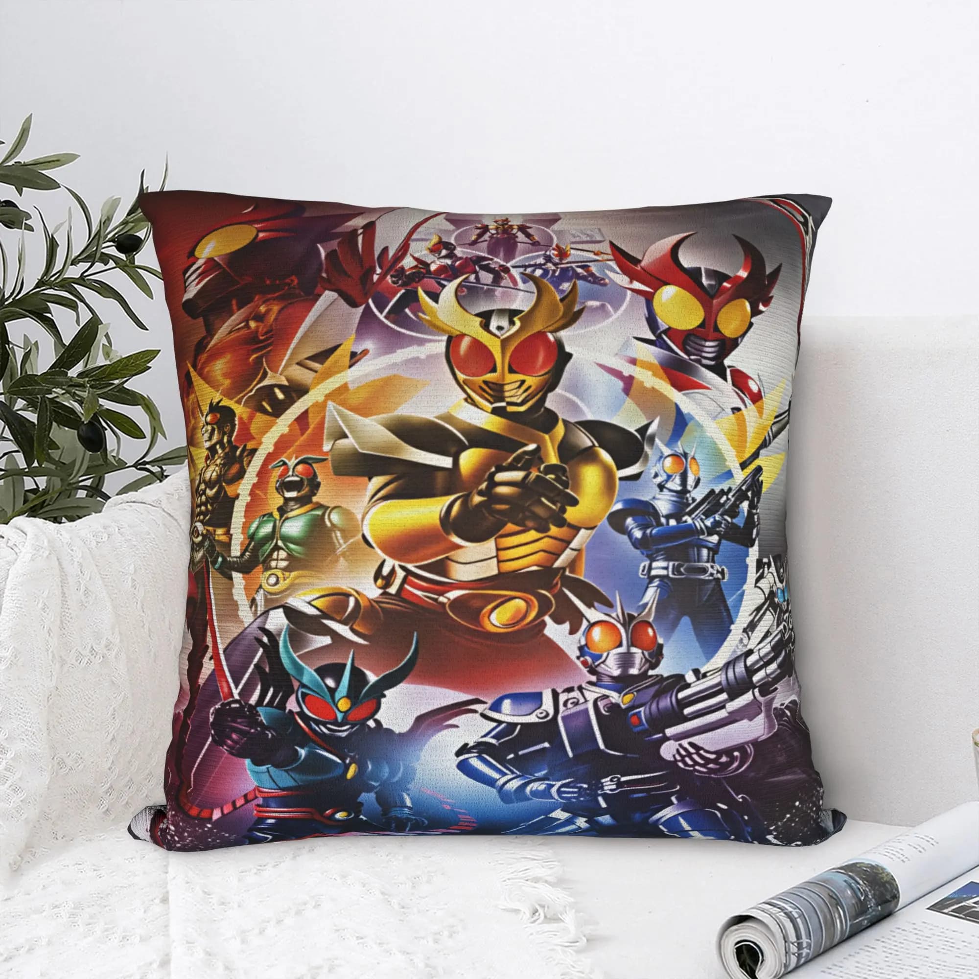 Kamen Rider Pillow Cover Comfy Cushion Cover Cute Funny Pillow Case For Living Room Bed Chair