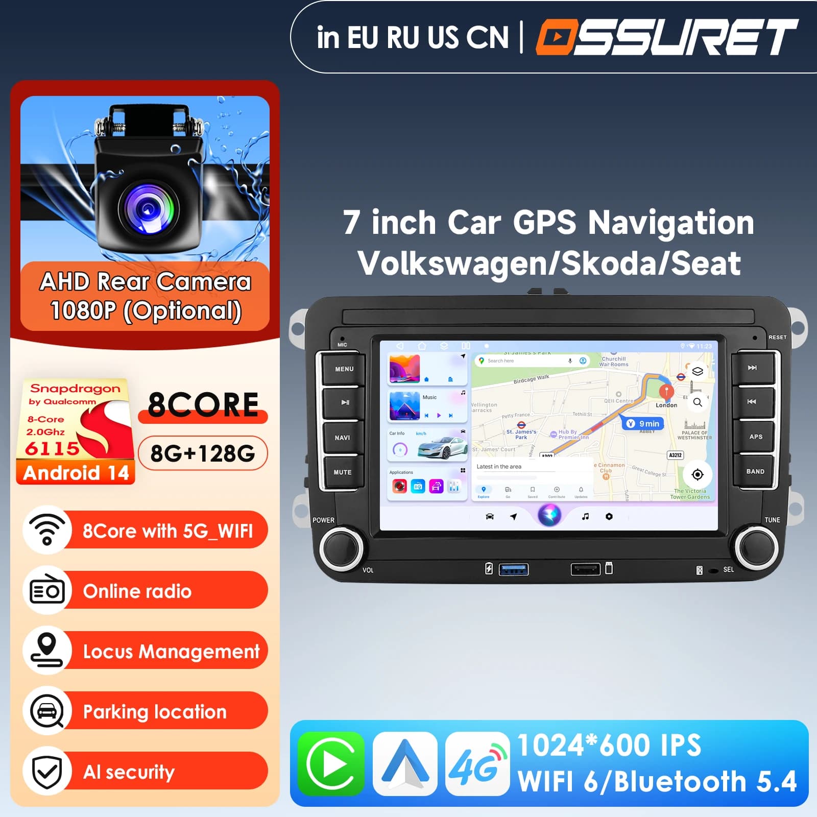 9inch by Qualcomm CarPlay Android Car Multimedia for VW /Volkswagen Golf 5 6 Passat B7 B6 Skoda Seat Octavia Polo Tiguan Jetta