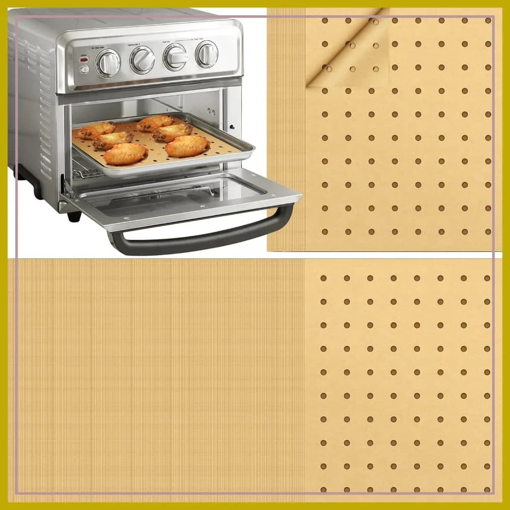 150 Fogli di Carta da Forno Usa e Getta per Friggitrice ad Aria, 9x11 Pollici, Perforati e Rettangolari
