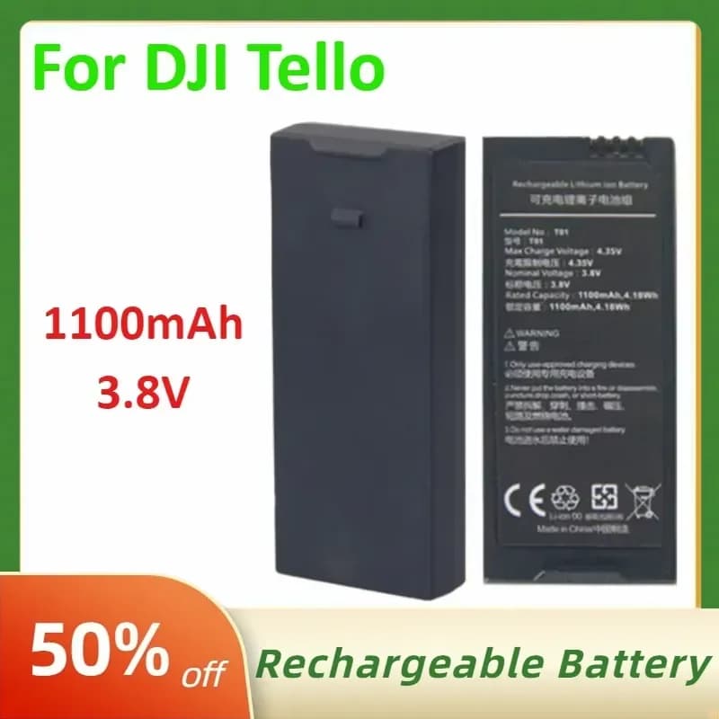 Batteria per Drone DJI Tello 1100mAh 3.8V, Batteria di Ricambio Compatibile con Tello, Accessori per Volo Intelligente