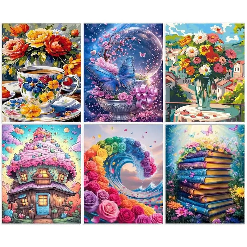 1pc frameless Oil Painting By Number Kits Flowers Decorative Paintings Art Acrylic Paint By Number Drawing On Canvas Home Decor