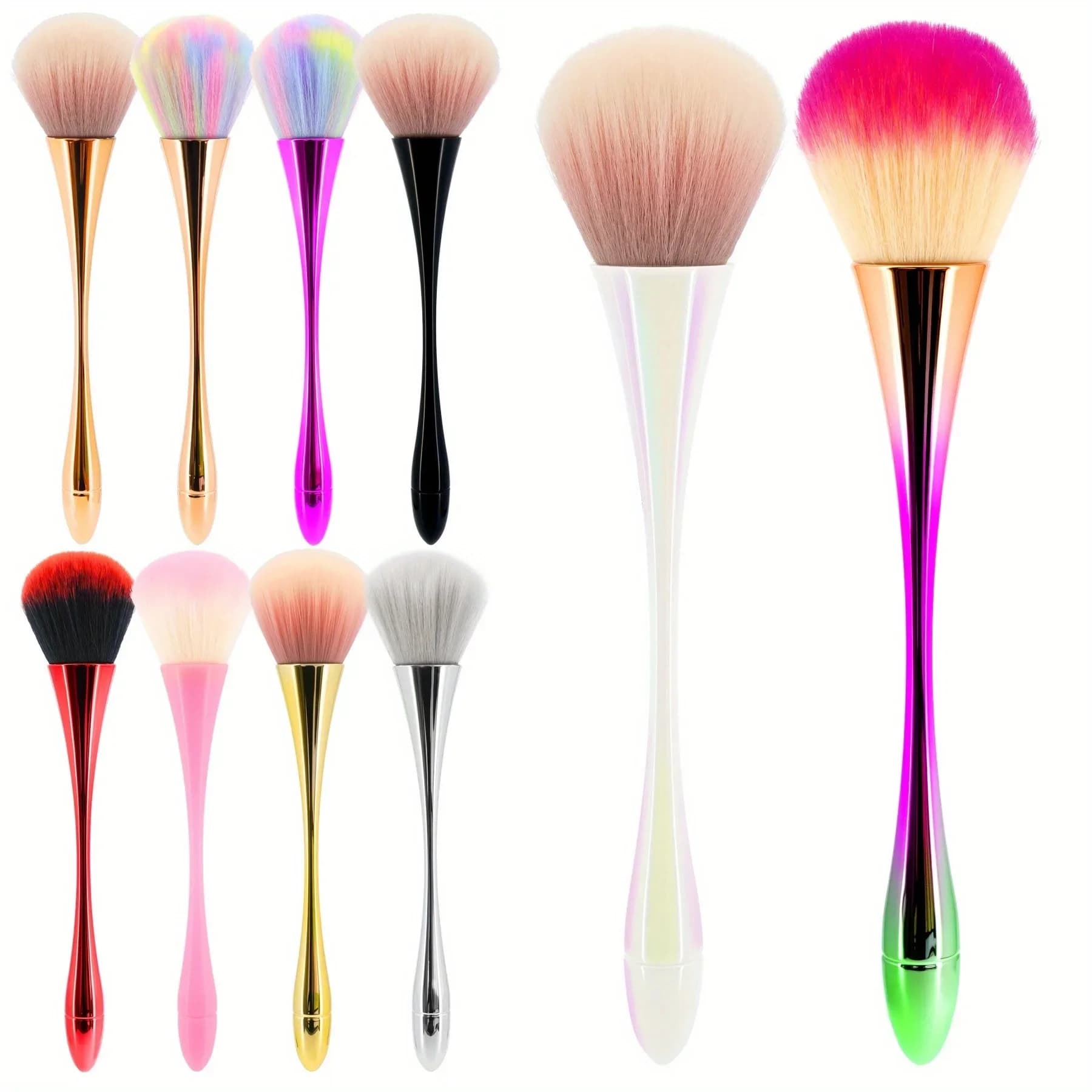 14 Styles of Professional Brushes for Nail Polish Cleaning, Nail Art Brushes and Makeup with Long Handle, Super Duvets for Powder Removal, Manicure Tools