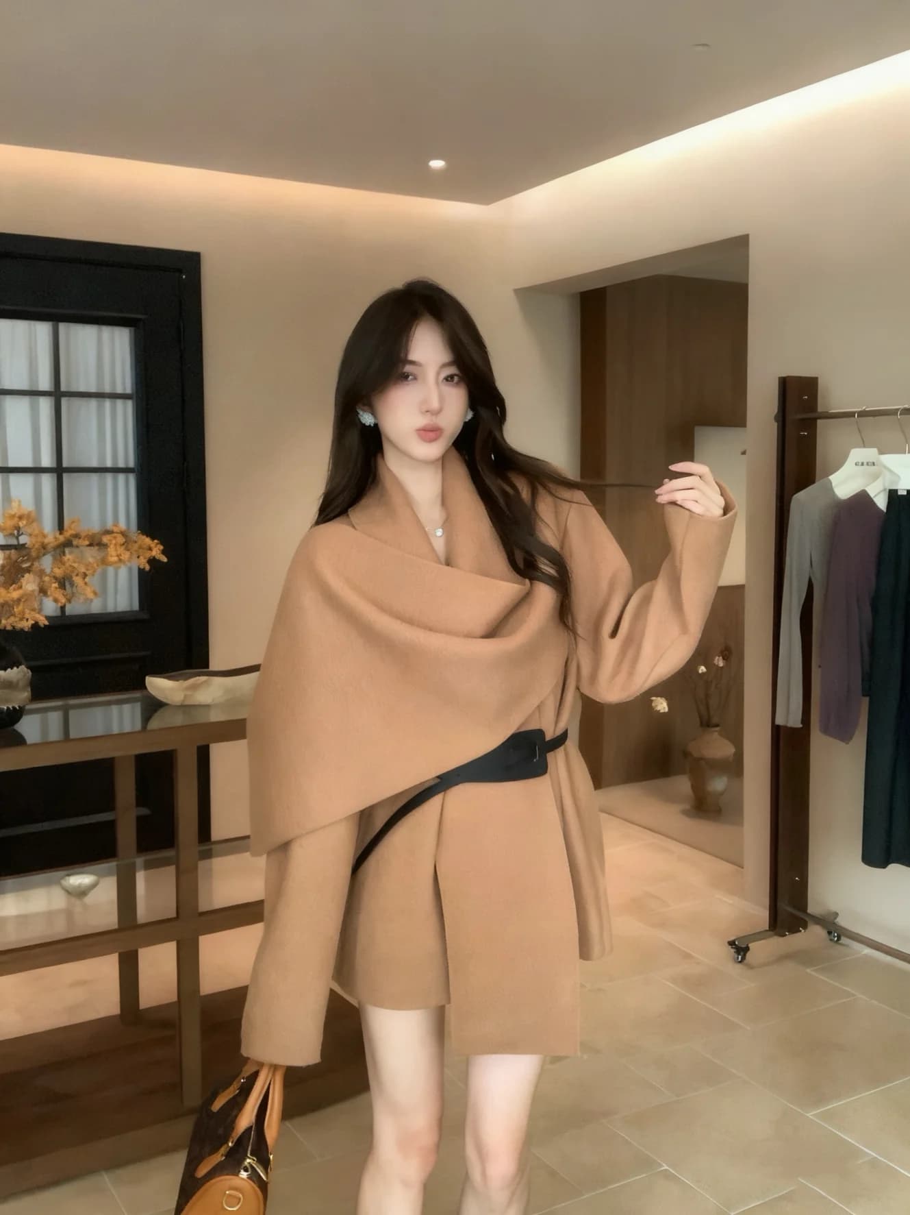 Cardigan Oversize da Donna, Stile Coreano alla Moda, Caldo e con Cintura, Aperto sul Davanti, Capospalla Primaverile, Elegante, Stile Old Money