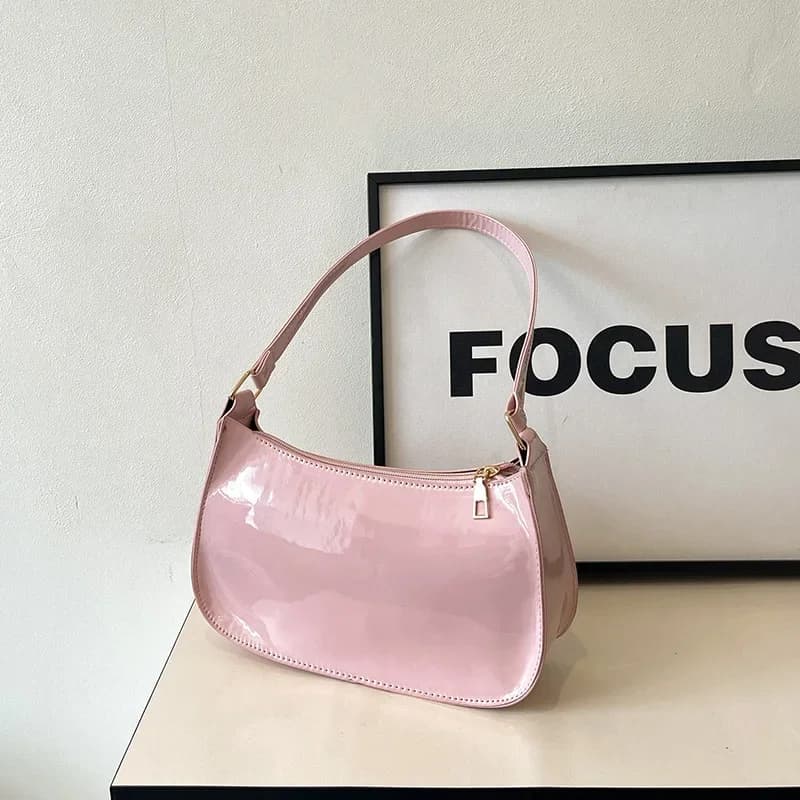 Retro Solid PU Leather Shoulder Bag Fashion Elegant Women's Handbags Casual Hobos Purses Simple Underarm Bag