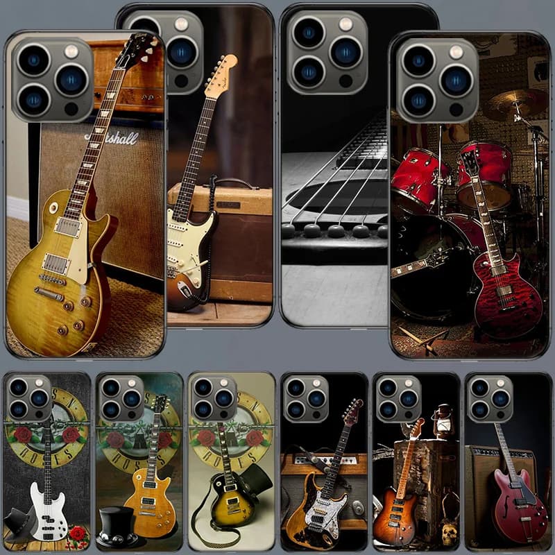 Music score Musical Violin Guitar Cover Phone Case For Apple Iphone 16 15+ 17 Pro Max 14 Plus 16E Air 13 12 Mini Clear Cov