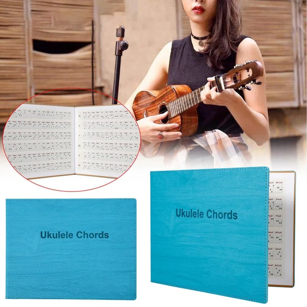 Blu ​ Libro di Accordi per Ukulele ​ Libro per l'apprendimento delle corde ​ ​ Tabella di esercizi per ukulele ​ ​ Tabella delle Accordi per Ukulele ​ ​ Contenuto di 180 Accordi ​