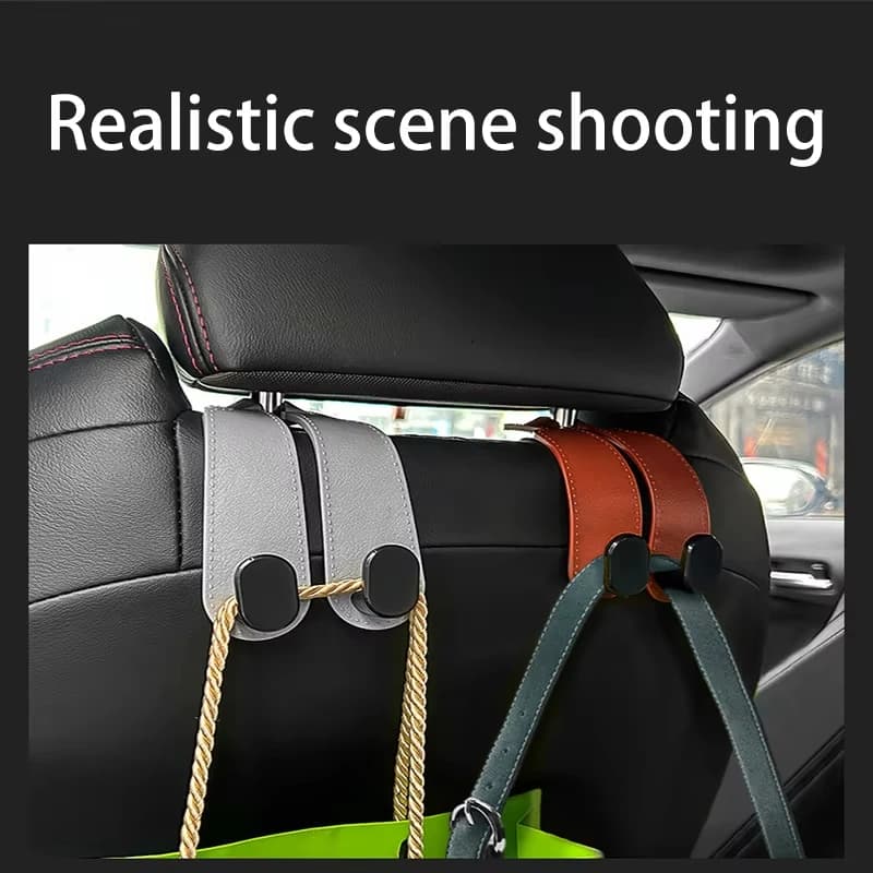 2Pcs/set leather Hook Car Seat Headrest Hook Auto Back Seat Organizer Hanger Handbag Clothes Bracket Car Interior Accessories