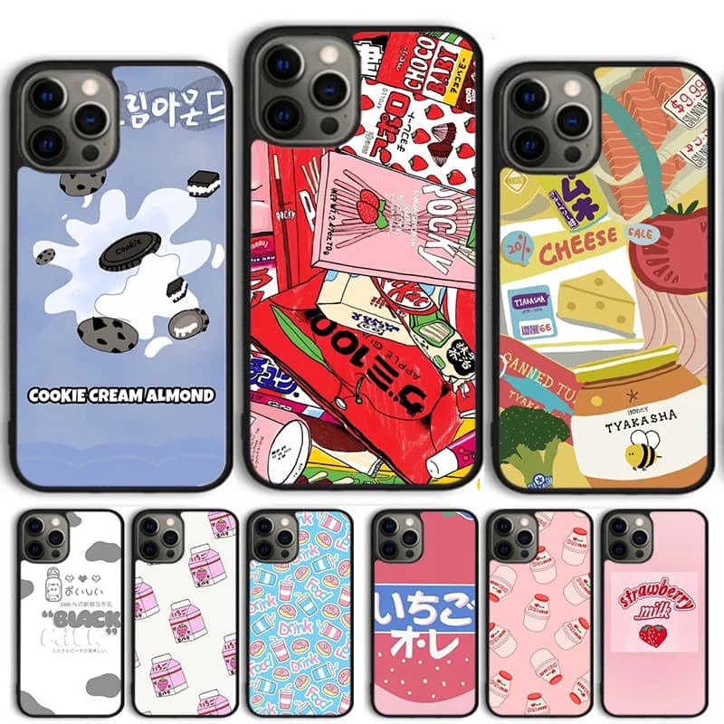 Custodia per telefono a forma di bottiglia di latte alla fragola giapponese per iPhone 17 Air 14 15 16 13 12 Cover per iPhone 17 Air 14 Pro Max Plus