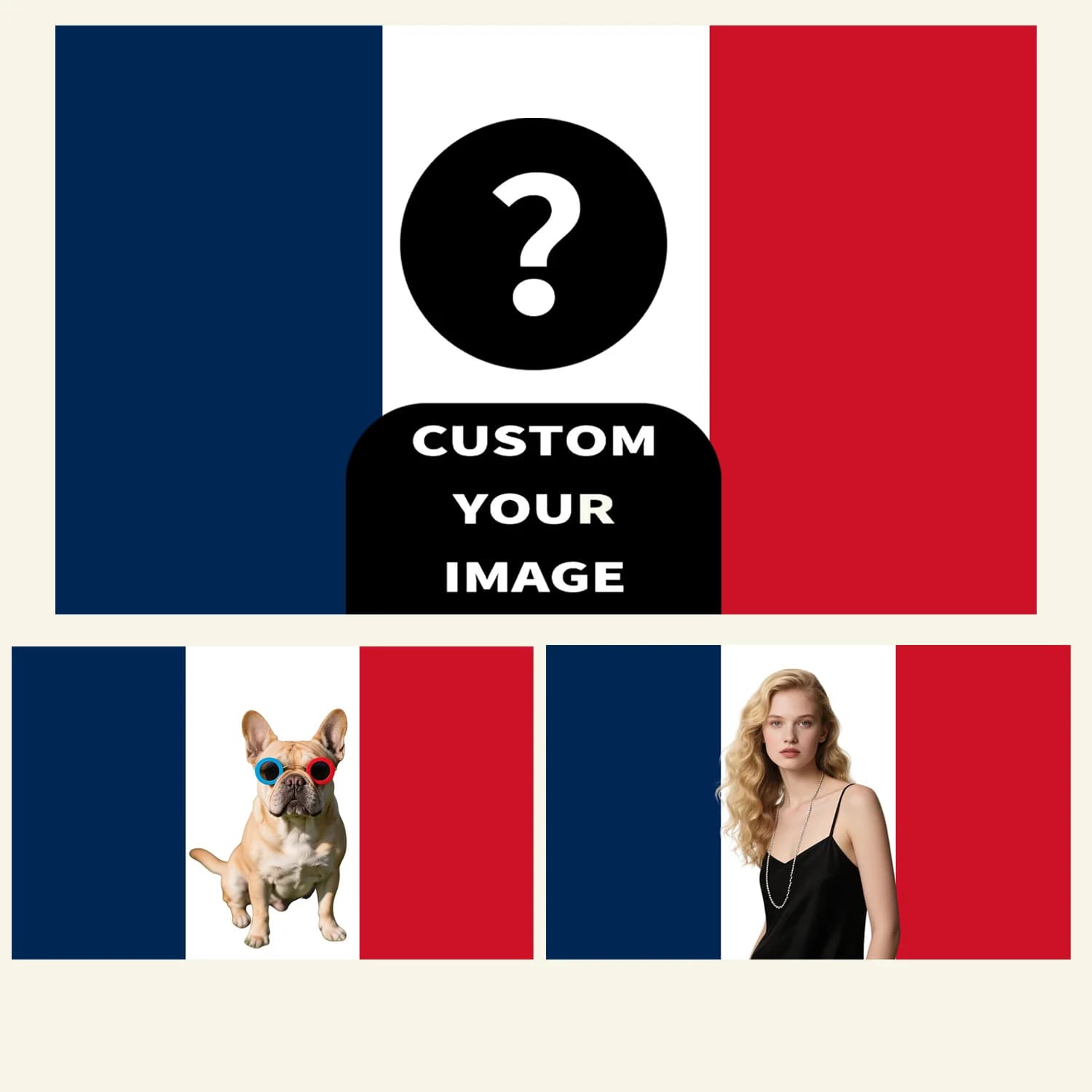 1 pezzo 2D FLAT Personalizza la bandiera francese/francese Banner - Decorazione bandiera nazionale francese con immagine personalizzabile, poliestere