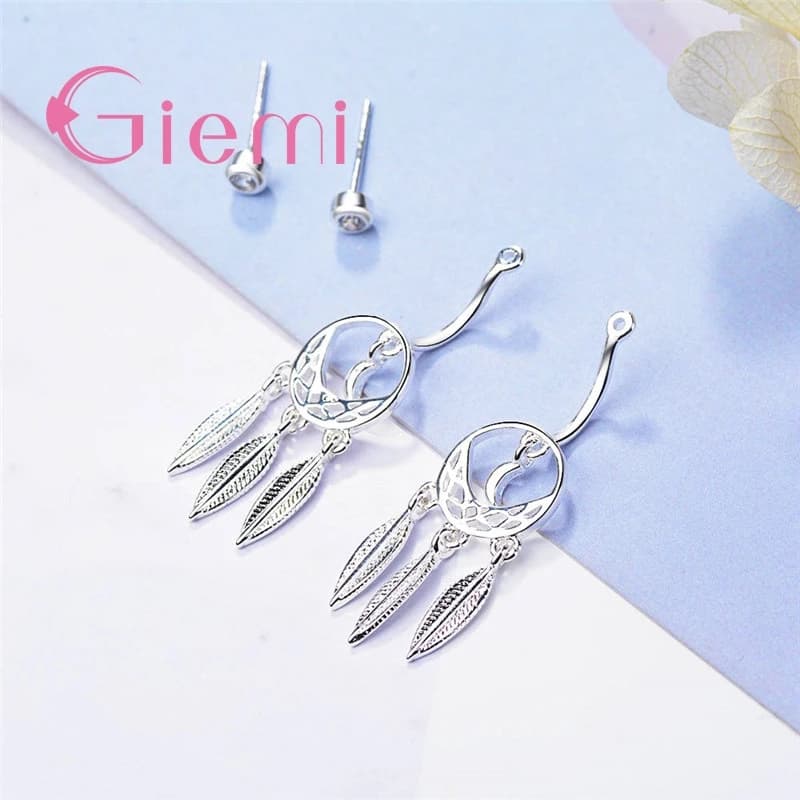 Delicate 925 Sterling Silver Dream Catcher Design Drop Earrings For Women Girls Anniversary Wedding Party Fashion Jewelry Gifts