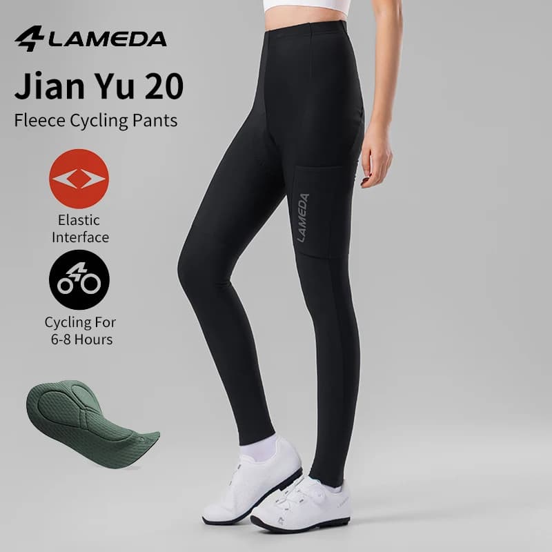 LAMEDA Bike Long Pants Italian Import Double Arrow EL Padded Women’s Winter Warm with Pockets Shock Absorbing Road Bike Tight