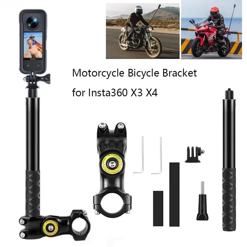 Per Insta360 X3 X4 Staffa per bicicletta moto con selfie stick invisibile per GoPro Hero12 11 10 Accessori per action cam DJI
