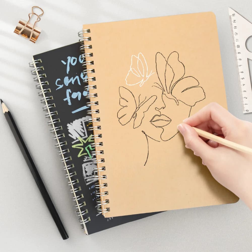 Journal A5 Spiral Notepad Kraft Paper Diary For Office School Stationery Writing Record Sketchbook Planner Coil Binding