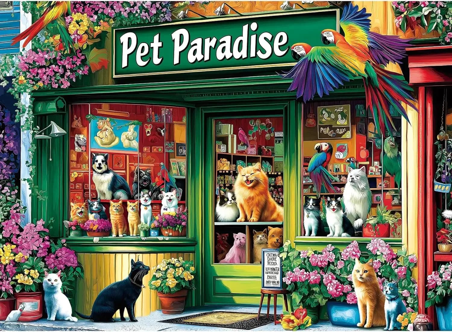 Pet Paradise Puzzle Colorato con Animali 1000 500 300 Pezzi Macaw Gatto Cane Negozio per Bambini Educazione Precoce Regalo di Compleanno