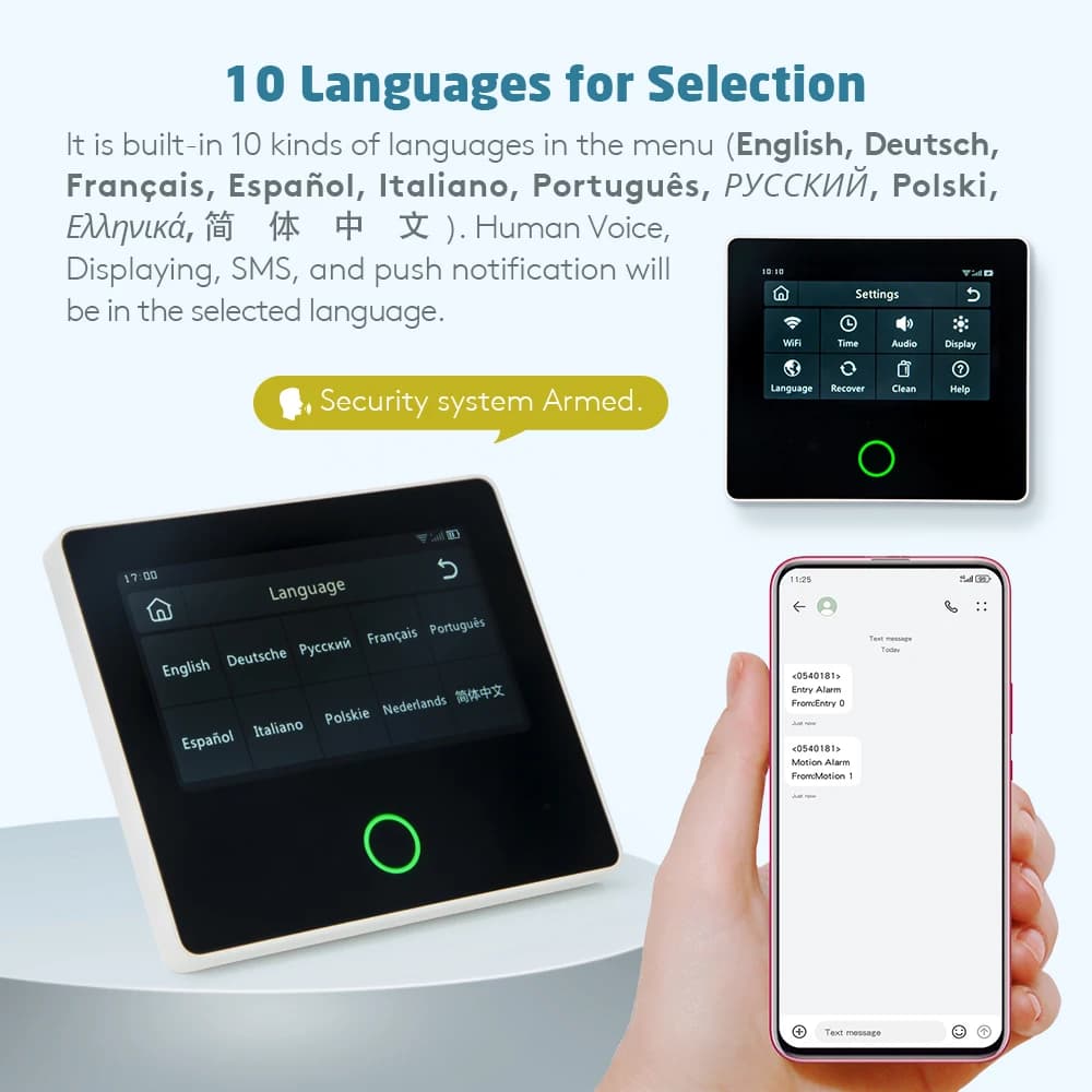 HOMSECUR Sistema di Allarme Antifurto Wireless WIFI TUYA 4G per Casa con Chiamata Automatica GSM SMS, 3 Sensori PIR, 3 Rilevatori per Porte