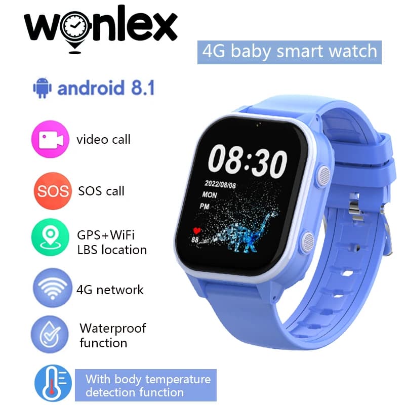 Wonlex Smart watch per bambini 4G WIFI GPS tracker Anti smarrimento monitor della temperatura corporea Videochiamata Smart Baby Watch KT19PRO MAX