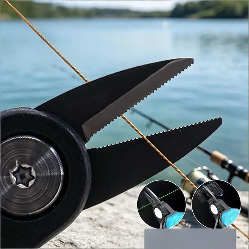 Portable Fishing Lure Scissors Stainless Steel Serrated Blade Heavy Duty for PE Line Braid Line Cut Fishing Accessories