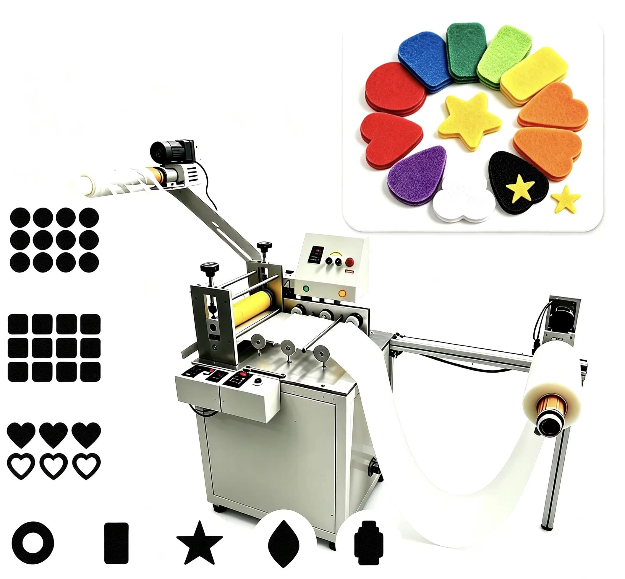 Automatic Hook and Loop Tape Die Cutting Machine / Velcro Roll Shape Cutting Machine for Fabric Nonwoven Paper Roll Material