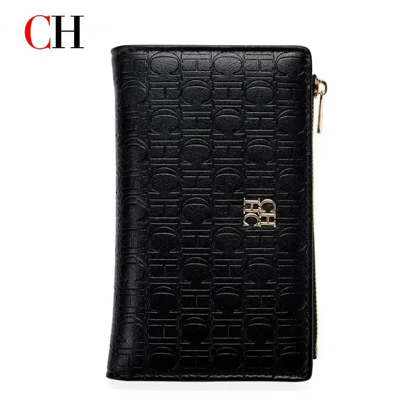 CH Trendy Leather Zipper, Brand Monogram Print, Short Lady's Pouch, Coin Purse, Luxury Pouch, Wallet, Card Holder, Carrying Case
