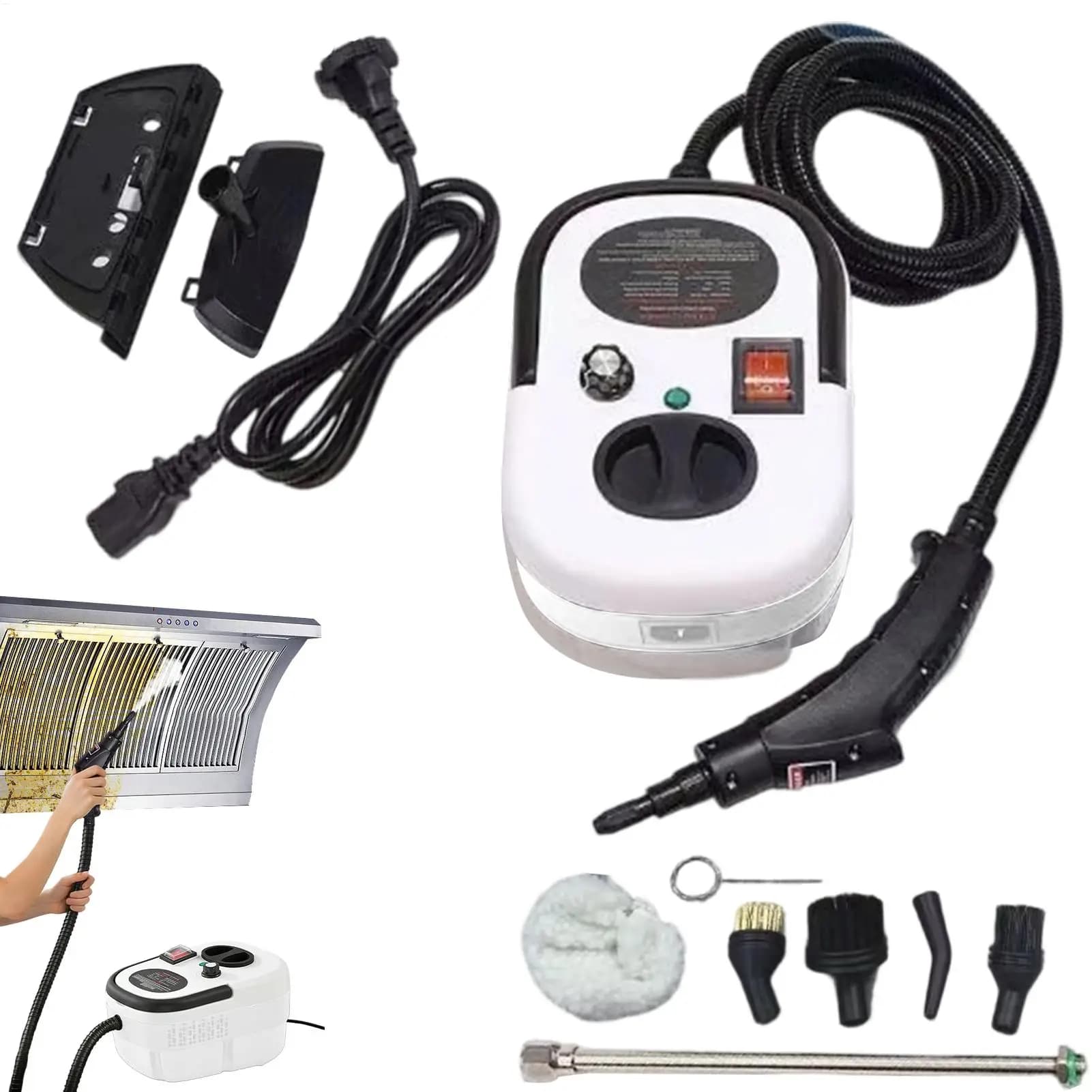 Pulitore a Vapore Portatile 2500W, Macchina per Pulizia a Vapore ad Alta Temperatura e Pressione per Cucina, Fughe, Pavimenti e Auto