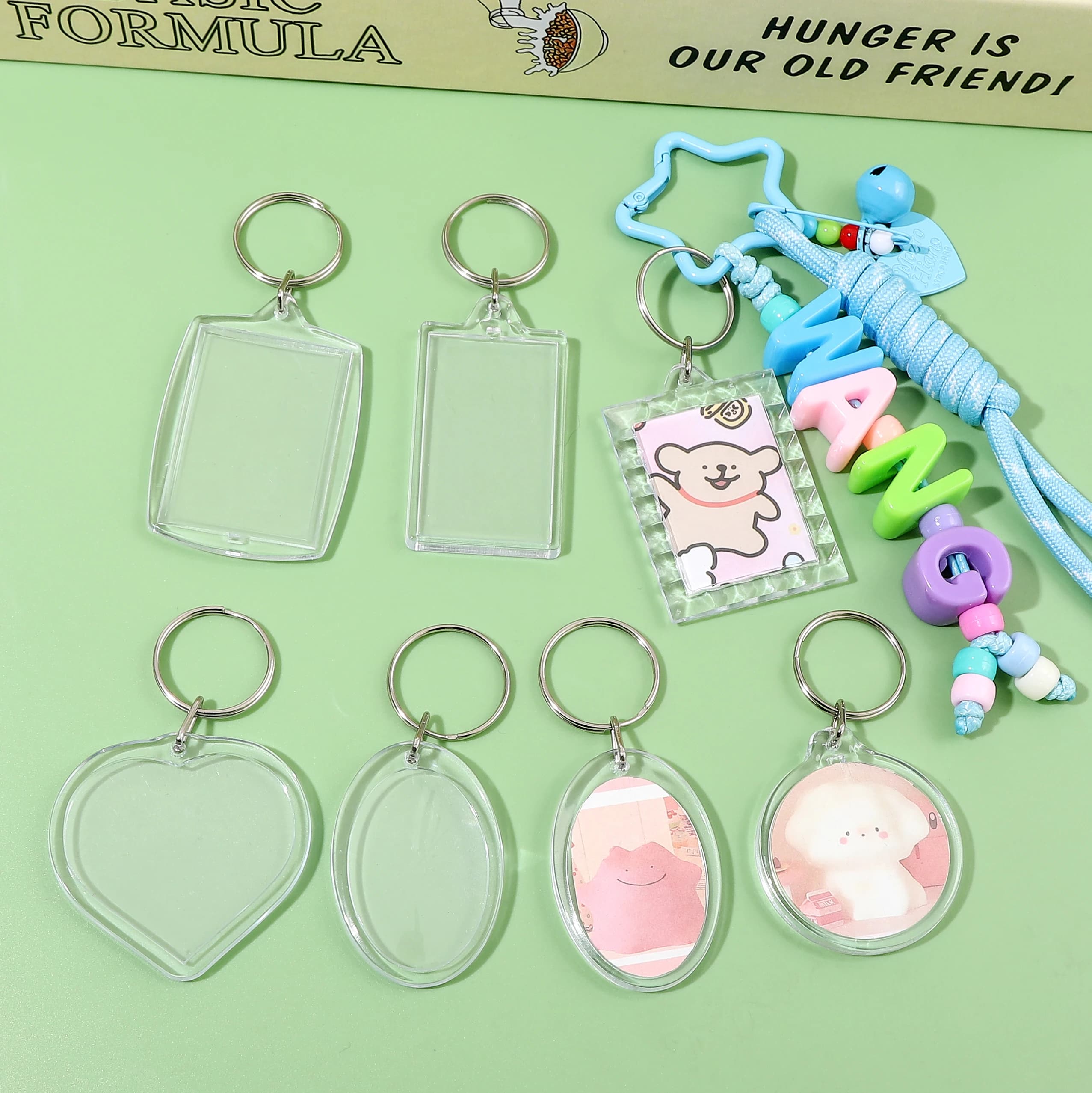 5/10 Pieces Keychain with Transparent Photo Frame in Various Shapes, Vacuum Acrylic Pendant for Jewelry Creation