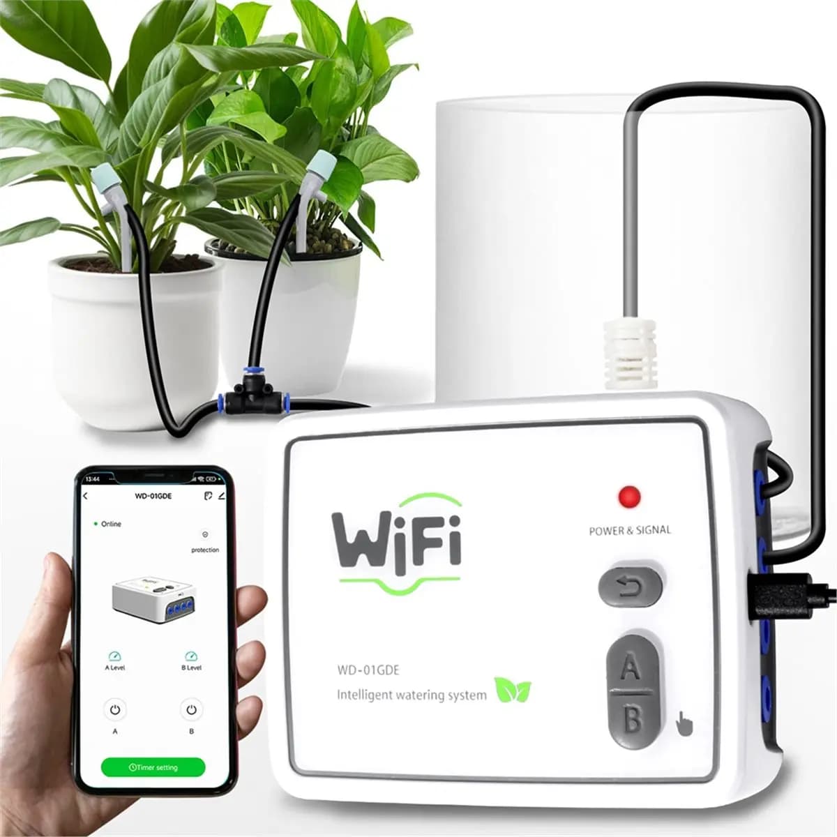 Irrigatore Automatico Intelligente ABZT WIFI a Doppia Pompa con Controllo Remoto da Smartphone per Balcone, Giardino e Piante in Vaso, Spina EU
