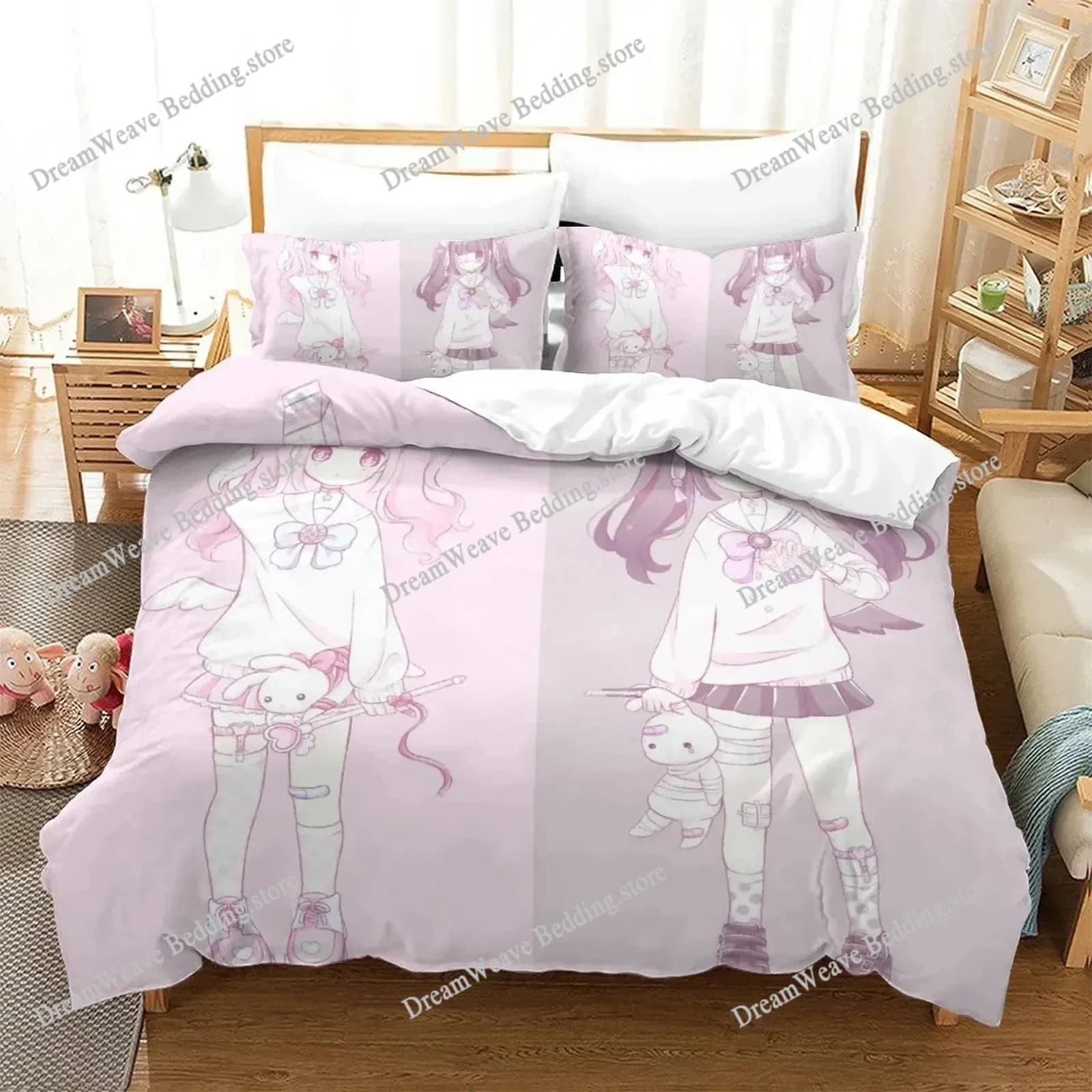 3D Print Aesthetic Girl Art Strawberry Bedding Set Duvet Cover Bed Set Quilt Cover Pillowcase Comforter King Queen Size Adult741