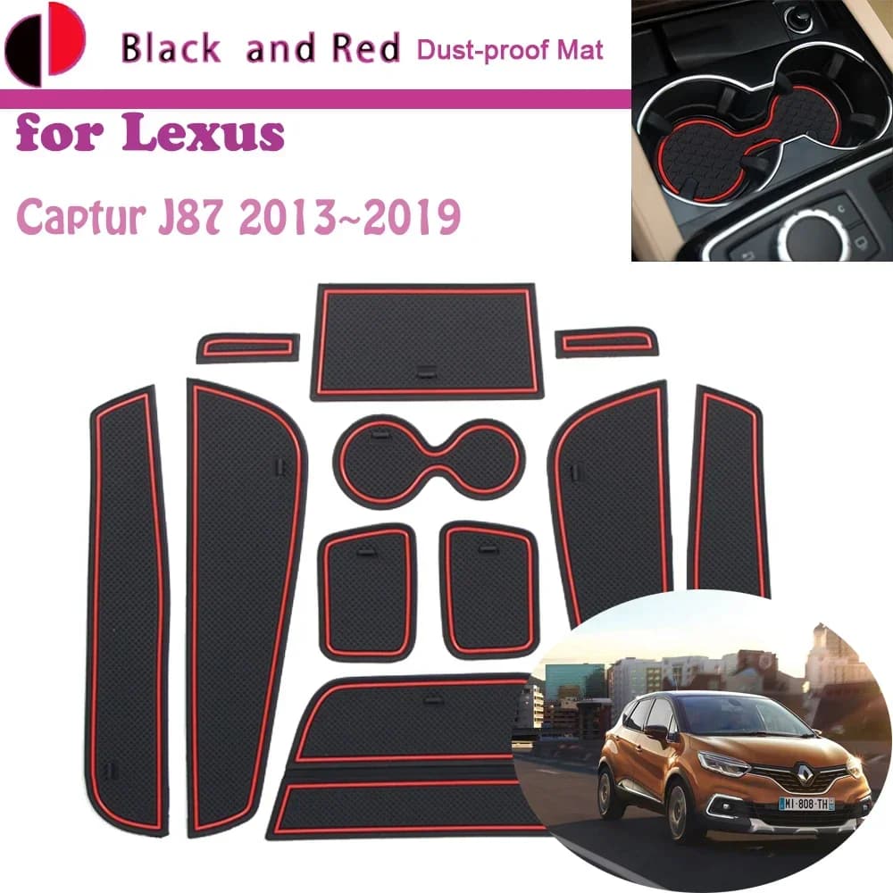 Tappetino per scanalatura in gomma per Renault Captur J87 Samsung QM3 2013 ~ 2019 Cuscino per cancello Slot per riporre sottobicchiere Adesivo per auto antipolvere
