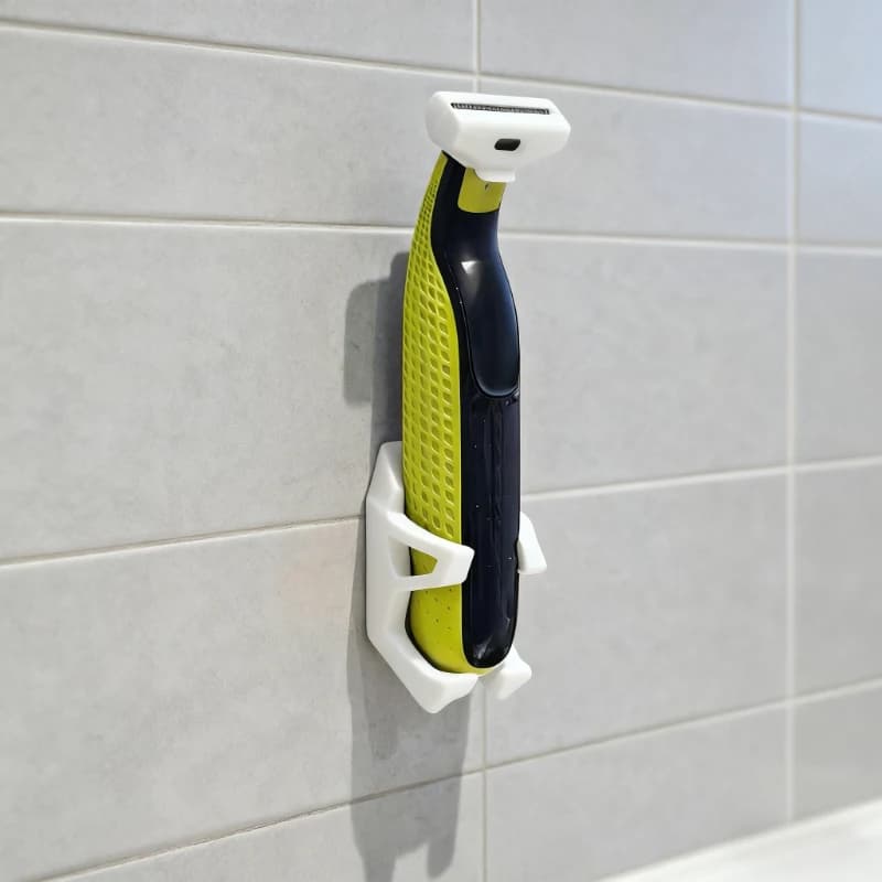 1PCS Wall Mounted Razor Holder, Plastic Shaver Storage Rack Space Saving, Easy Install for Manual Razors & Beard Trimmers Bathro