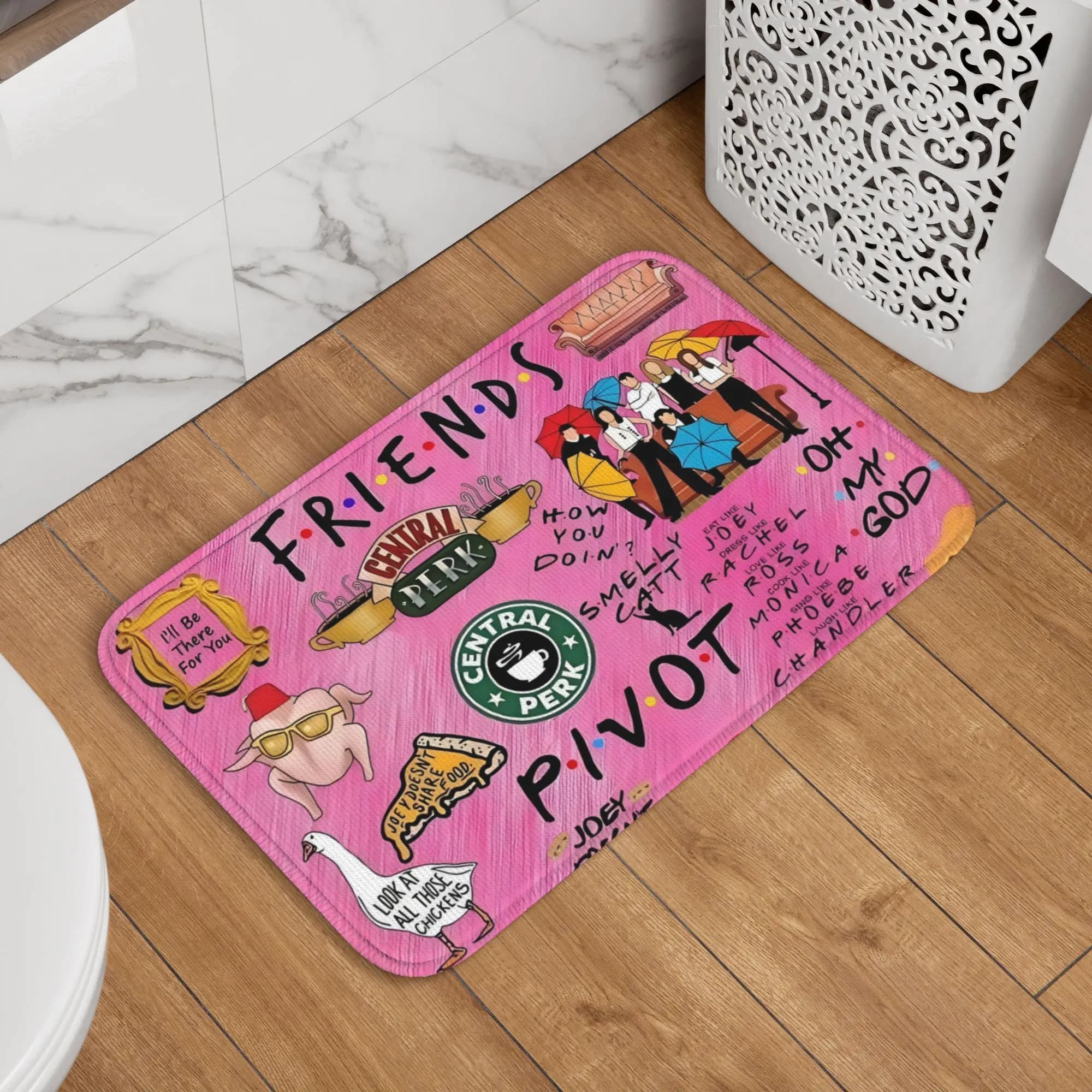 Tappetino Personalizzato Divertente a Tema Serie TV Friends, Antiscivolo per Cucina, Bagno, Camera da Letto, Balcone, Ingresso