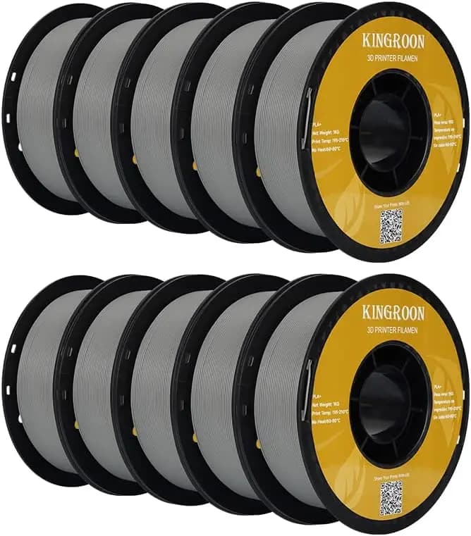 PLA Plus（PLA+） 3D Printer Filament, 10 Rolls, Dimensional Accuracy +/- 0.03 mm, 10kg Spool(22lbs), 1.75 mm, Gray