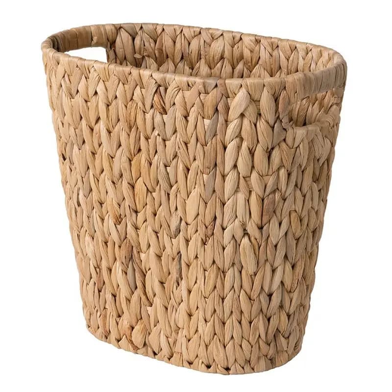 Cestino per Rifiuti AC23 in Giacinto d'Acqua Intrecciato, Cestino per Bagno, Cesto in Vimini Intrecciato a Mano con Manici per Camera da Letto, Soggiorno