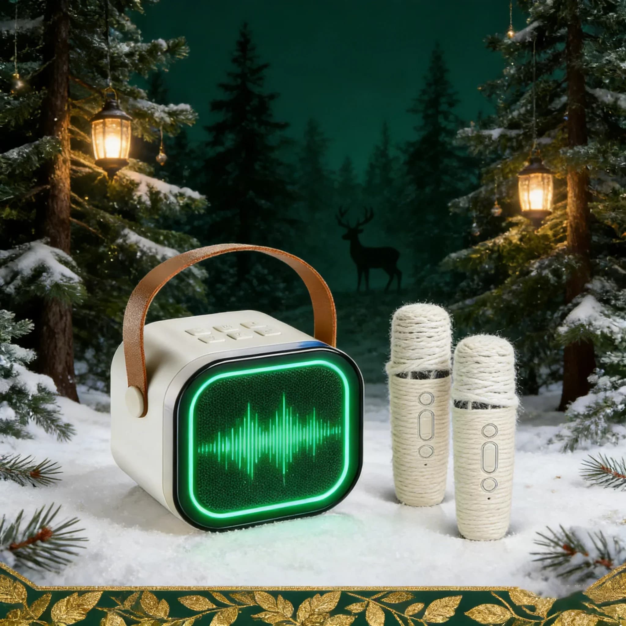 Karaoke domestico Freedom Wireless - Macchina portatile con 2 microfoni, altoparlante RGB Hi-Fi Bluetooth 5.3