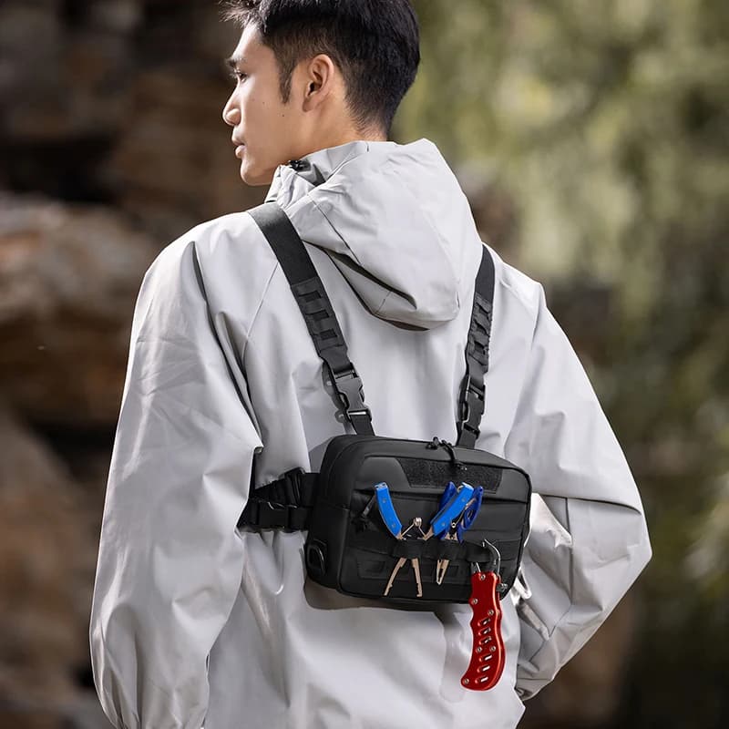 Men's multifunctional belt bag, shoulder bag, backpack, double-use tool bag, tactical run, commuting, sling, small backpack, camping